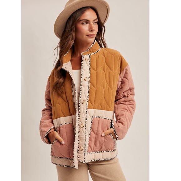 "The Brinley" Color Block Quilted Jacket - Picture 2 of 4